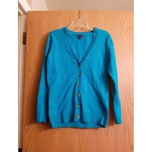 NWOT Gap Teal Blue Button Down Deep V-Neck Sweater Size Small